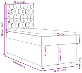 Κρεβάτι Boxspring με Στρώμα Σκούρο Καφέ 90x190 εκ. Υφασμάτινο - Καφέ