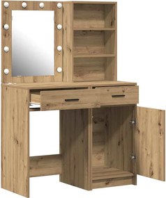 vidaXL Σετ Τραπέζι Ντυσίματος με LED 2 τμχ. Artisan Oak