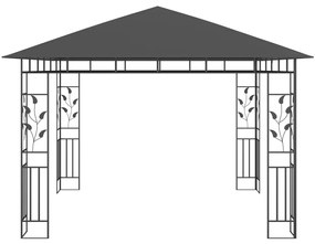 vidaXL Κιόσκι με Σήτα και Φωτάκια LED Ανθρακί 3 x 3 x 2,73 μ.