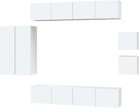vidaXL Σετ Επίπλου Τηλεόρασης 8 Τεμαχίων Λευκό από Επεξεργασμένο Ξύλο