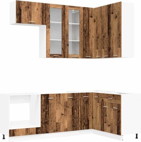 vidaXL Μονάδα κουζίνας LYON 8 pcs Παλαιωμένο ξύλο Επεξεργασμένο Ξύλο