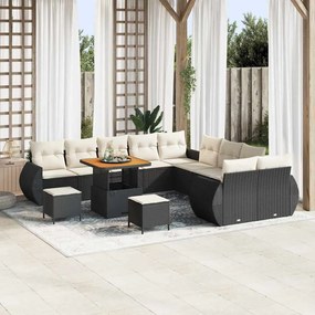 vidaXL Σετ Καναπέ Κήπου 13 pcs Μαύρο συνθετικό ρατάν