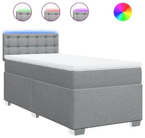 vidaXL Κρεβάτι Boxspring με Στρώμα Ανοιχτό Γκρι 100x200 εκ. Υφασμάτινο