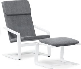 vidaXL Πολυθρόνα Relax Σκούρο Γκρι Υφασμάτινη με Υποπόδιο