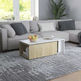 vidaXL Τραπεζάκι Σαλονιού Λευκό/Sonoma Δρυς 150x50x35 εκ. Μοριοσανίδα
