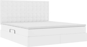 vidaXL Κρεβάτι Αποθήκης Καθαρό Λευκό 160 x 200 cm Τεχνητό Δέρμα