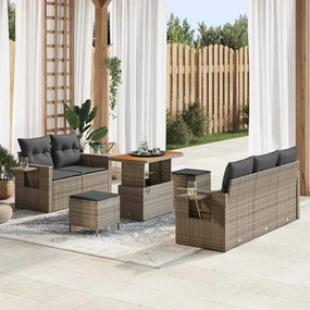 vidaXL Σετ Καναπέ Κήπου με μαξιλάρι 8 pcs Γκρι 90 x 55 x 71 cm