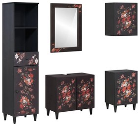 vidaXL Σετ Ντουλαπιών Μπάνιου με συρτάρι 5 pcs Στερεό ξύλο μάνγκο