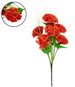 09073 Τεχνητό Φυτό Διακοσμητικό Μπουκέτο Κόκκινο M20cm x Υ35cm Π20cm με 7 X Γαρύφαλλα