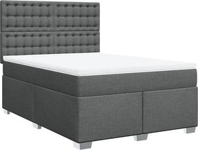 vidaXL Κρεβάτι Boxspring με Στρώμα Σκούρο Γκρι 140x200 εκ Υφασμάτινο