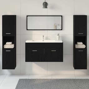 vidaXL σετ επίπλων μπάνιου 4 τεμαχίων  Μαύρο Δρυς Επεξεργασμένου Ξύλου
