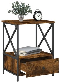 vidaXL Κομοδίνο Καπνιστή Δρυς 50 x 41 x 65 εκ. από Επεξεργασμένο Ξύλο