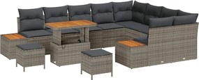 vidaXL Σετ Καναπέ Κήπου με μαξιλάρι 12 pcs Γκρι Πολυ ράταν