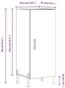 Ντουλάπι Γυαλιστερό Λευκό 34,5x34x90 εκ. Επεξεργασμένο Ξύλο - Λευκό