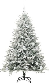 vidaXL Artificial Christmas Tree with Flocked Snow 150 LED Θερμό λευκό