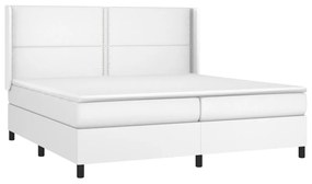 vidaXL Κρεβάτι Boxspring με Στρώμα & LED Λευκό 200x200 εκ. Συνθ. Δέρμα