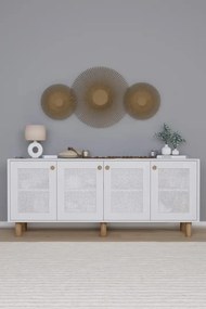 Stewehome Κονσόλα Bohem με PVC ψάθα 4 θυρών 180x40x75 cm