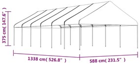 vidaXL Κιόσκι με Τέντα Λευκό 13,38 x 5,88 x 3,75 μ. από Πολυαιθυλένιο