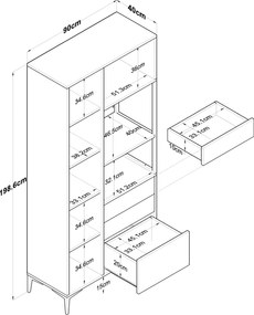Ντουλάπι Λευκό EVAL 90x40x198.6