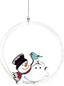 Χριστουγεννιάτικο Μεταλλικό Στολίδι Χιονάνθρωπος 16cm 4748b