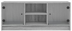 vidaXL Έπιπλο Τηλεόρασης Sonoma Γκρι 102x37x42 εκ. με Γυάλινες Πόρτες