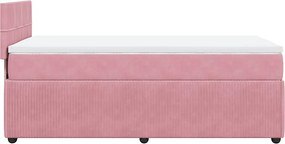 vidaXL Κρεβάτι Boxspring με Στρώμα Ροζ 100x200 εκ. Βελούδινο