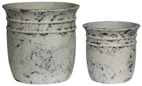 FLOWER POT-15 SET 2 ΤΕΜΑΧΙΩΝ, CEMENT ΑΠΟΧΡΩΣΗ ANTIQUE WHITE