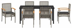 vidaXL Σέτ φαγητού για κήπο 7 pcs Γκρι συνθετικό ρατάν