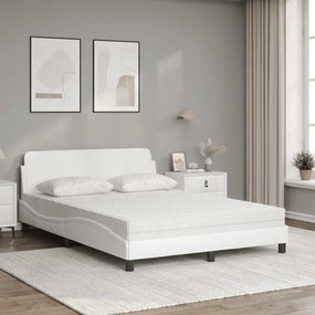 vidaXL Κρεβάτι με Στρώμα Dover Λευκό 140x200εκ.από Συνθετικό Δέρμα