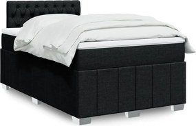 vidaXL Κρεβάτι Boxspring με Στρώμα Μαύρο 120x190 εκ. Υφασμάτινο
