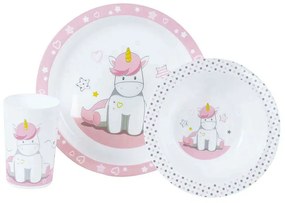 Σερβίτσιο Φαγητού Παιδικό (Σετ 3Τμχ) Unicorn 005667 White-Pink Ango Πολυπροπυλένιο