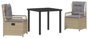 vidaXL Σέτ φαγητού για κήπο 3 pcs Μπέζ και Ανοιχτό Γκρι