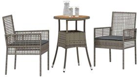 vidaXL Σέτ φαγητού για κήπο 3 pcs Γκρι συνθετικό ρατάν