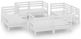 vidaXL Σαλόνι Κήπου Σετ 8 Τεμαχίων Λευκό από Μασίφ Ξύλο Πεύκου