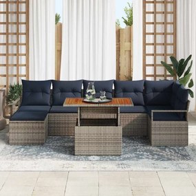 vidaXL Σετ Καναπέ Κήπου 8 pcs Γκρι και Ναυτικό