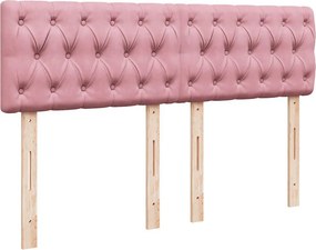 vidaXL Κρεβάτι Boxspring με Στρώμα Ροζ 160x200 εκ. Βελούδινο
