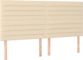 vidaXL Κρεβάτι Boxspring με Στρώμα &amp; LED Κρεμ 180x200 εκ. Υφασμάτινο