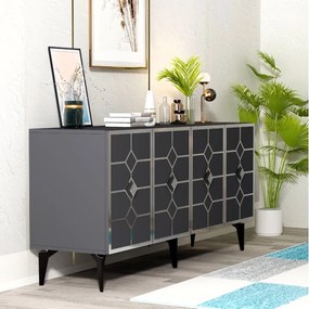 Stewehome Κονσόλα Αποθήκευσης Ανθρακί &amp;amp; Ασημί 150x40x80 cm