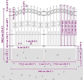 vidaXL Φράχτης Κήπου Kampen Λευκό 240 x 202,5 εκ