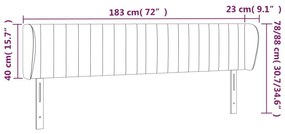 Κεφαλάρι με Πτερύγια Σκούρο Γκρι 183x23x78/88 εκ. Βελούδινο - Γκρι