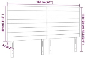 vidaXL Κεφαλάρι Κρεβατιού LED Ανοιχτό Γκρι 160x5x118/128εκ. Υφασμάτινο