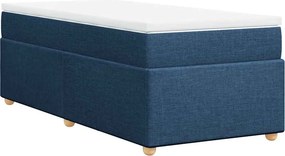 vidaXL Κρεβάτι Boxspring με Στρώμα Μπλε 100 x 200 εκ. Υφασμάτινο