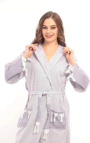 Stewehome διάλεξε unisex μπουρνούζι με κουκούλα γκρι ριγέ 100% βαμβακερό (S/M)