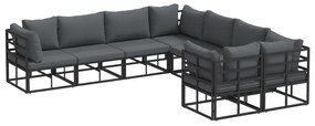 vidaXL Σετ Καναπέ Κήπου 8 pcs Μαύρο 283 x 283 x 71 εκ. Αλουμίνιο