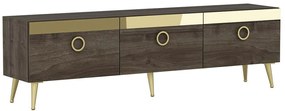 Έπιπλο Τηλεόρασης Safar 327ODS1128 150x30x45cm Walnut-Gold