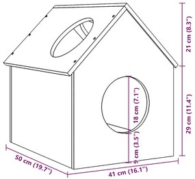 σπιτάκι για γάτες λευκό 41x50x50 cm από μασίφ ξύλο πεύκο - Λευκό