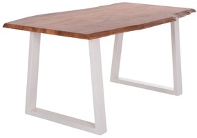 Τραπέζι MONTANA C8336.12 από Ξύλο Ακακίας 4εκ. &amp; Μεταλλικά Λευκά πόδια 160x90x77Υεκ. 160x90x77 εκ.