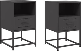 vidaXL Κομοδίνα 2 τεμ. Μαύρα 36x39x60,5 εκ. Χάλυβα