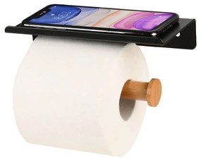 ESTIA ΧΑΡΤΟΘΗΚΗ ΕΠΙΤΟΙΧΙΑ BAMBOO ESSENTIALS ΜΕ ΘΕΣΗ ΓΙΑ ΚΙΝΗΤΟ ΜΕΤΑΛΛΙΚΗ ΜΑΥΡΗ