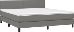 vidaXL Κρεβάτι Boxspring με Στρώμα Σκούρο Γκρι 180x200 εκ Υφασμάτιν